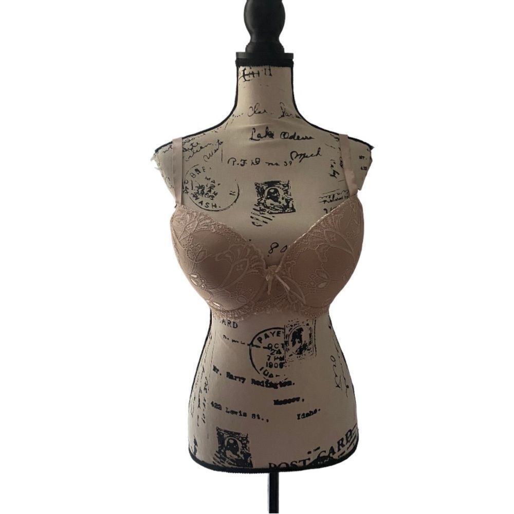 Beige Lace push up lined bra SZ 38D